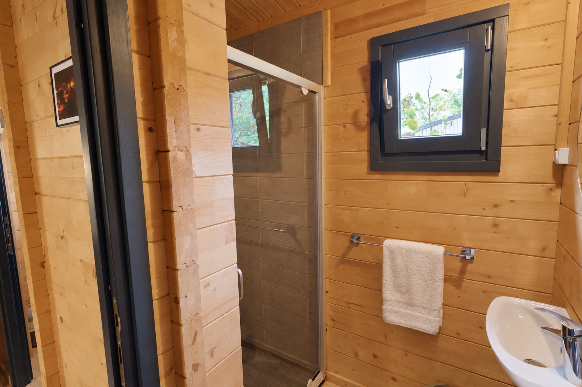 Salle de bain du chalet avec cabine de douche